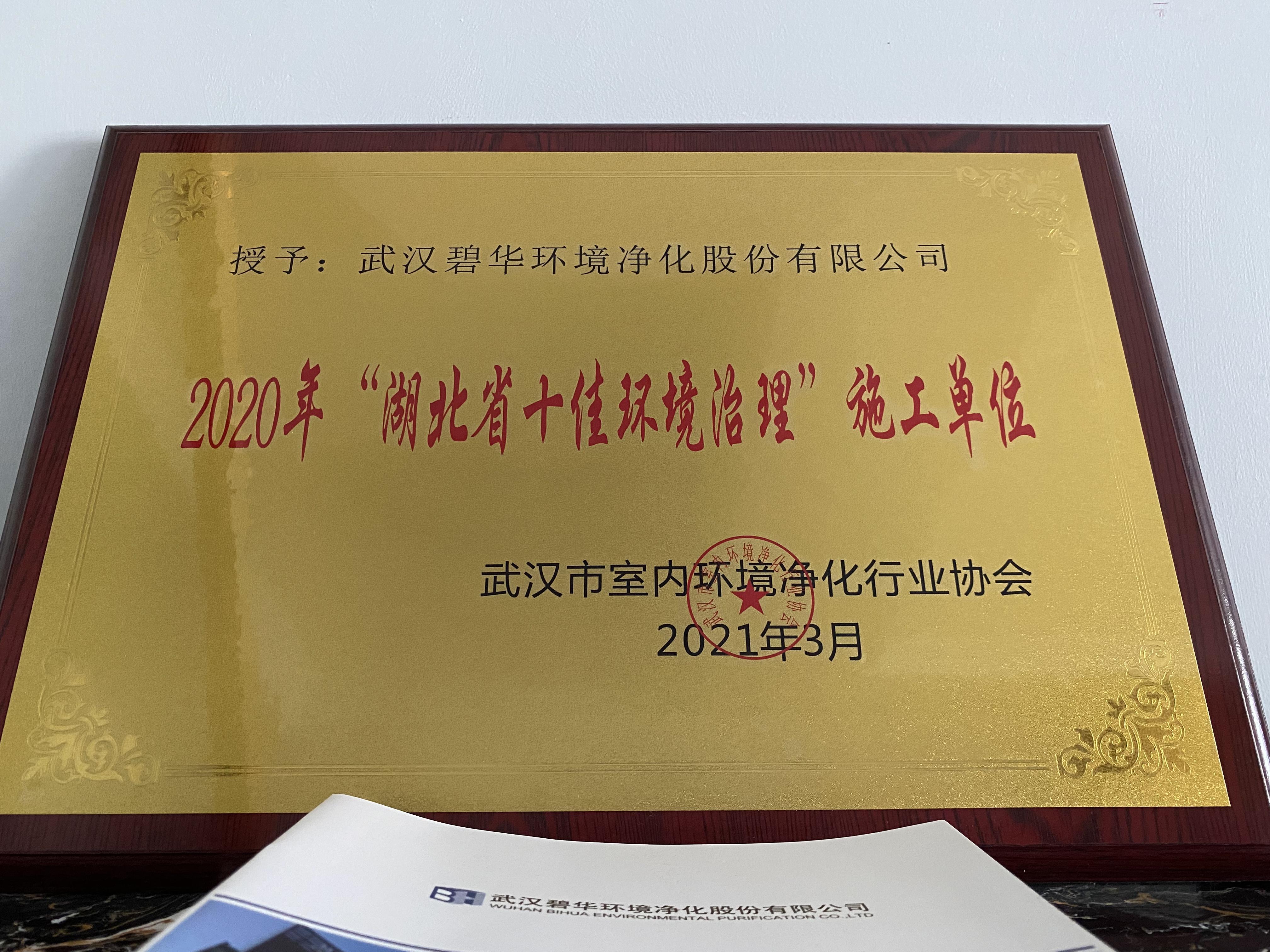 2020年湖北省十佳环境治理施工单位